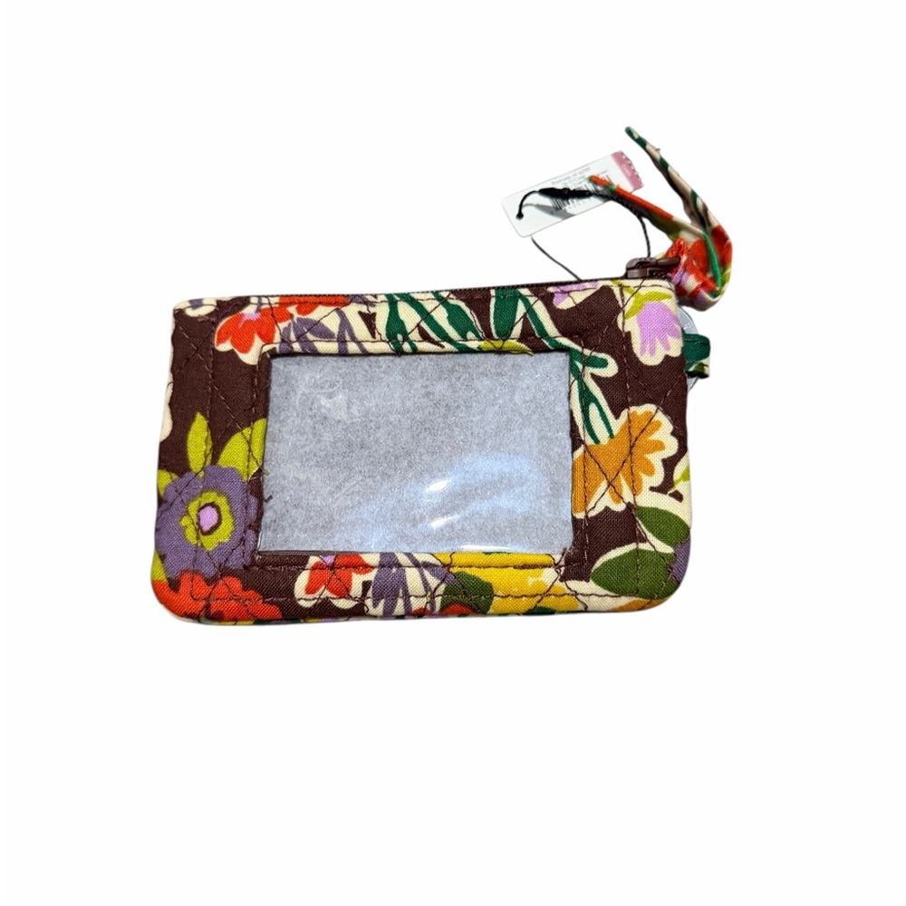 Vera Bradley EVENING GARDEN Zip ID Case quilted- floral- brown purples green - Picture 2 of 2